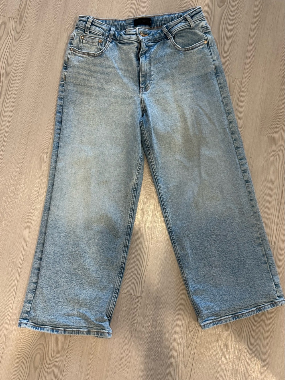 Zara Wide Light Blue Ankle Jeans